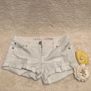 White denim shorts